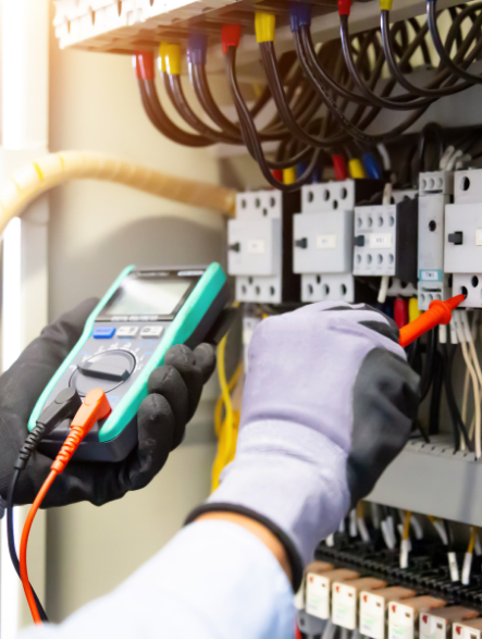 Electrical Engineer testing power supply with a meter
